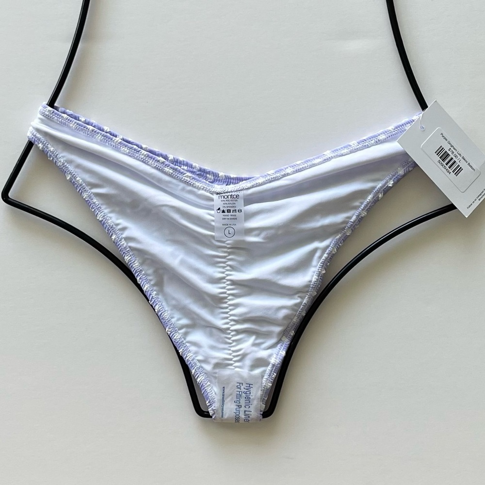Montce Swimwear Purple Gingham LULU Bikini Bottom - Picture 14 of 16